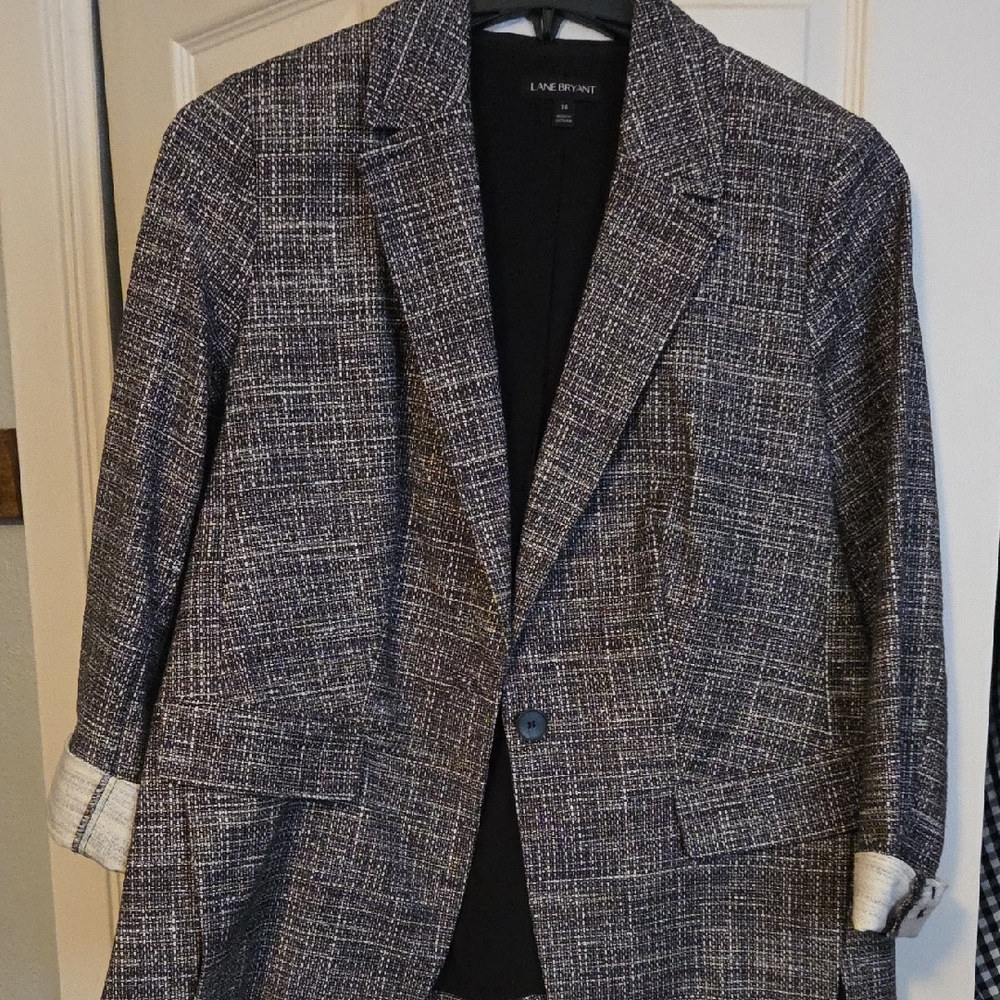 Lane Bryant Textured Black and White Blazer